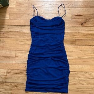 Elegant Blue Ruched Dress